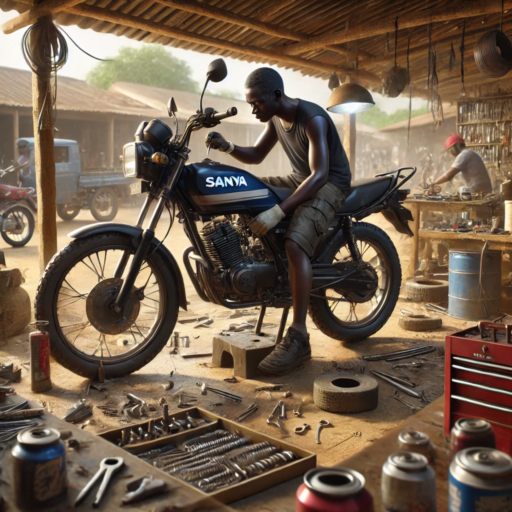 Réparation d'une moto Sanya